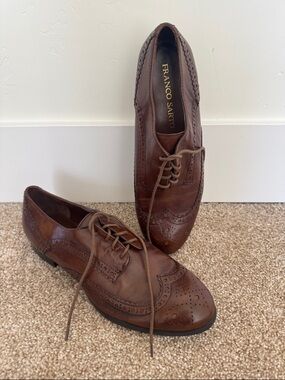 Franco Sarto Brown Leather Wingtip Loafers